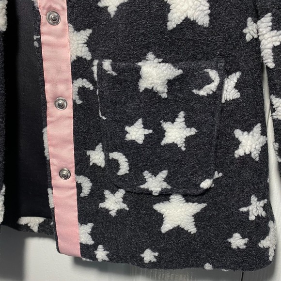 Cat & Jack Girls Coat Star Pattern Size Small (6/6X) Pink Black - Picture 6 of 8